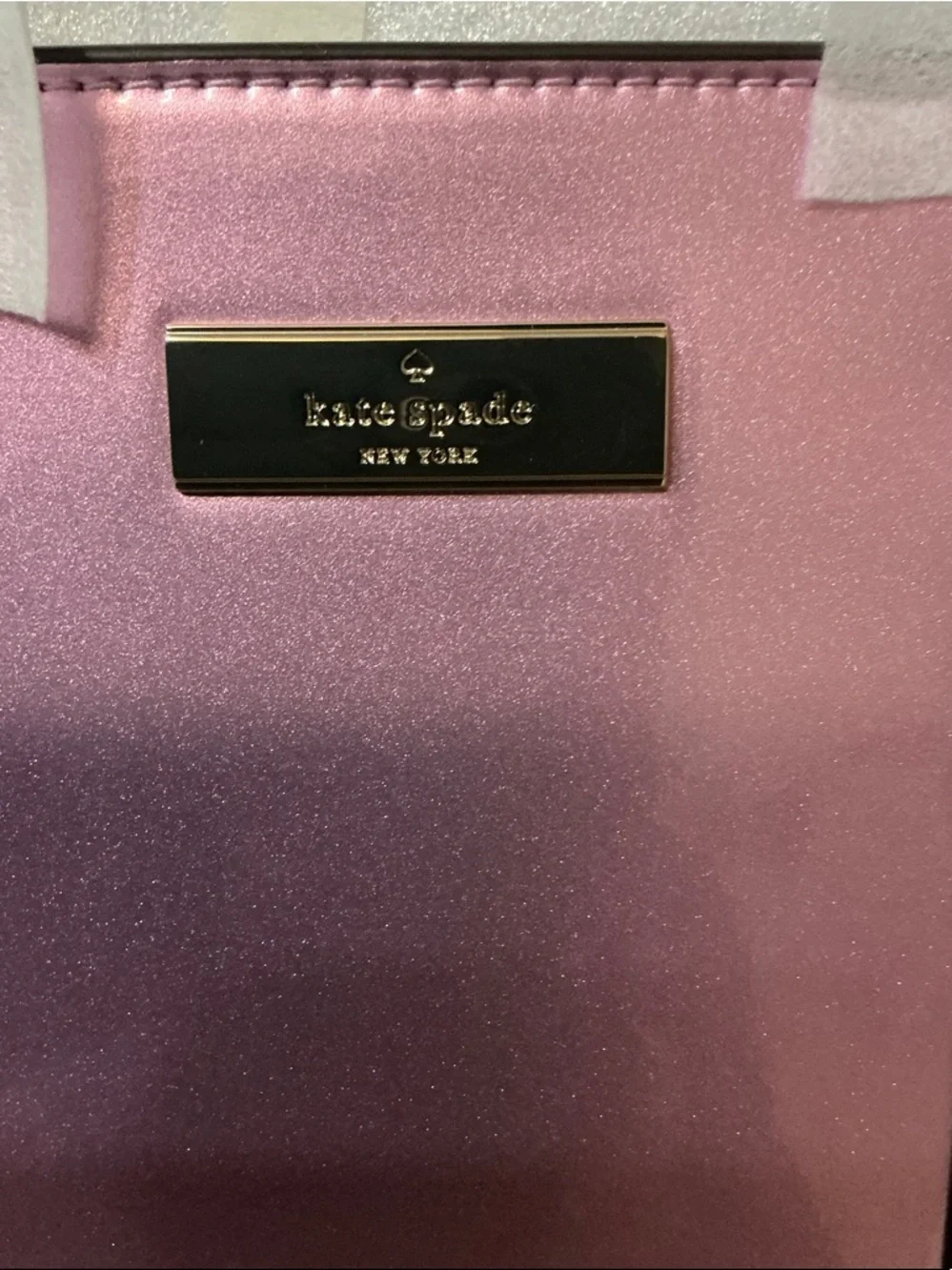 Kate Spade Mini Tote Patent Fabric Metallic Quartz Pink.
